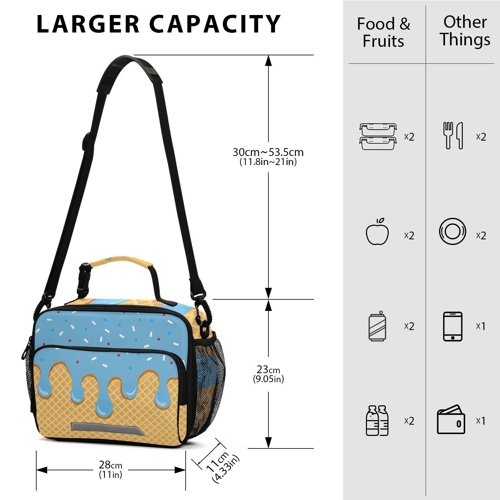 Amazon.com: ALAZA Blue Ice Cream Lunch Box for Girls Kids