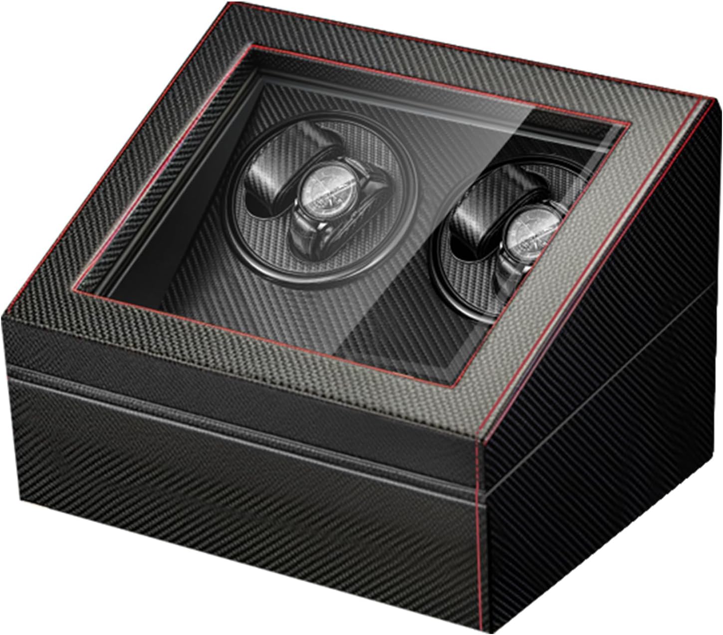 10 Watch Winder Box with Silent Bidirectional Motor & Carbon Fiber PU Leather, 4 Rotating +6 Storage Compartments, 10dB Quiet Automatic Watch Winder for Men/Women, Home/Store Display, Glass Window