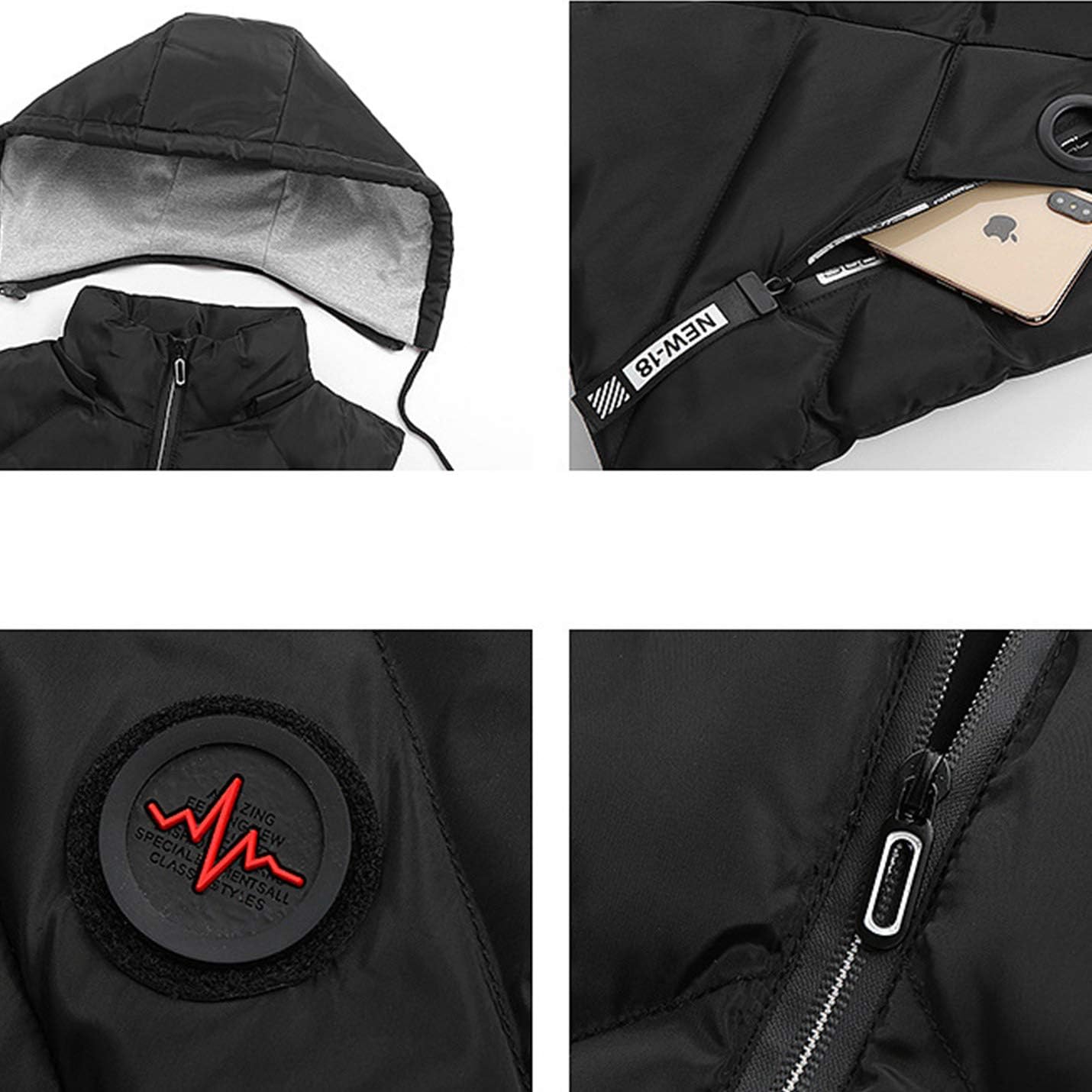 Flygo Men's Zip Hoodies Winter Waistcoat Jacket Sleeveless Quilted Padding Puffer Vest with Removable Hooded