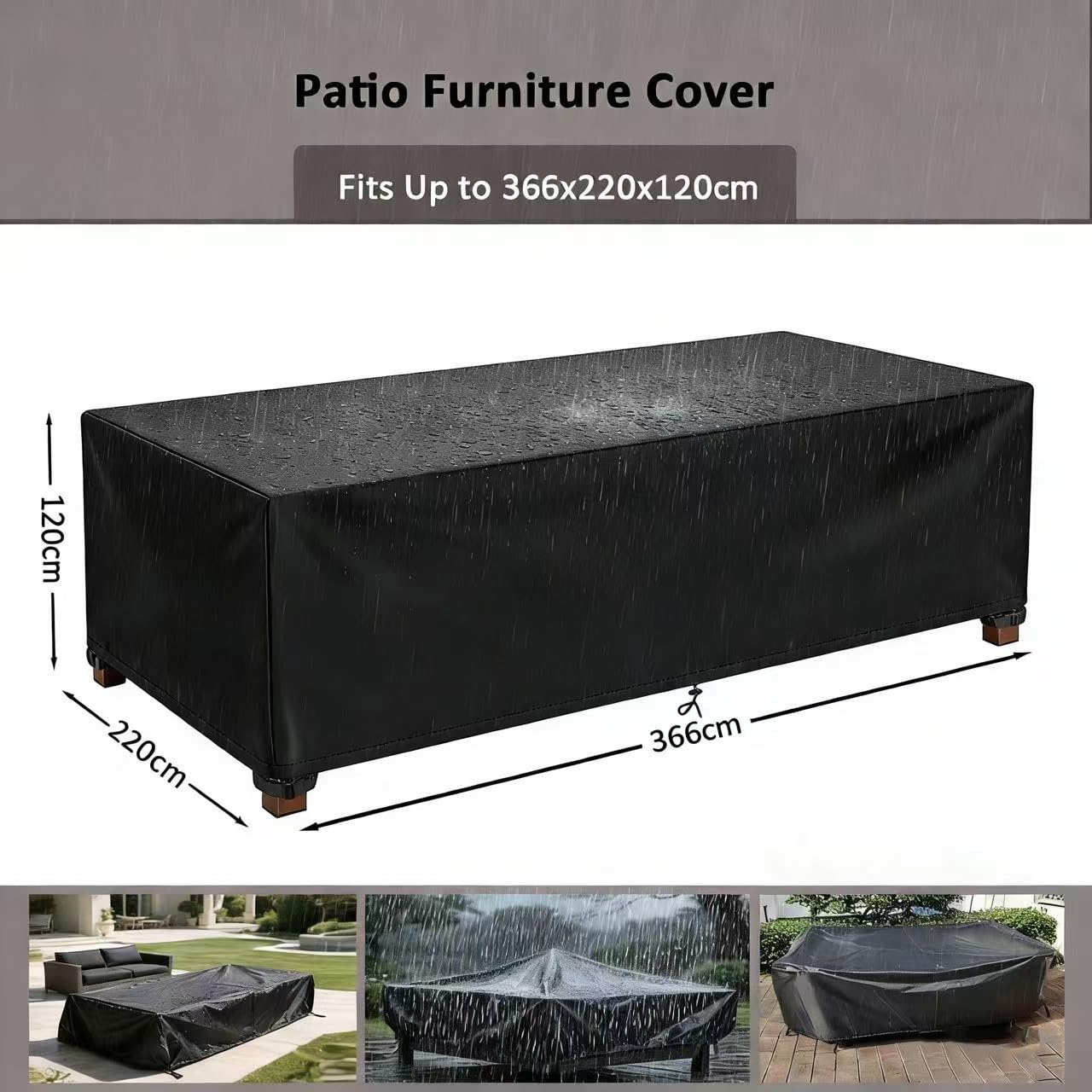 Gartenmöbel-Abdeckung Wassserdicht,300x160x85cm/LxWxH Gartentisch Schutzhülle mit Winddichte Schnalle,420D Oxford Abdeckhaube für Gartentisch Terrassenmöbel Schwerlast, Regenschutz Staubfest