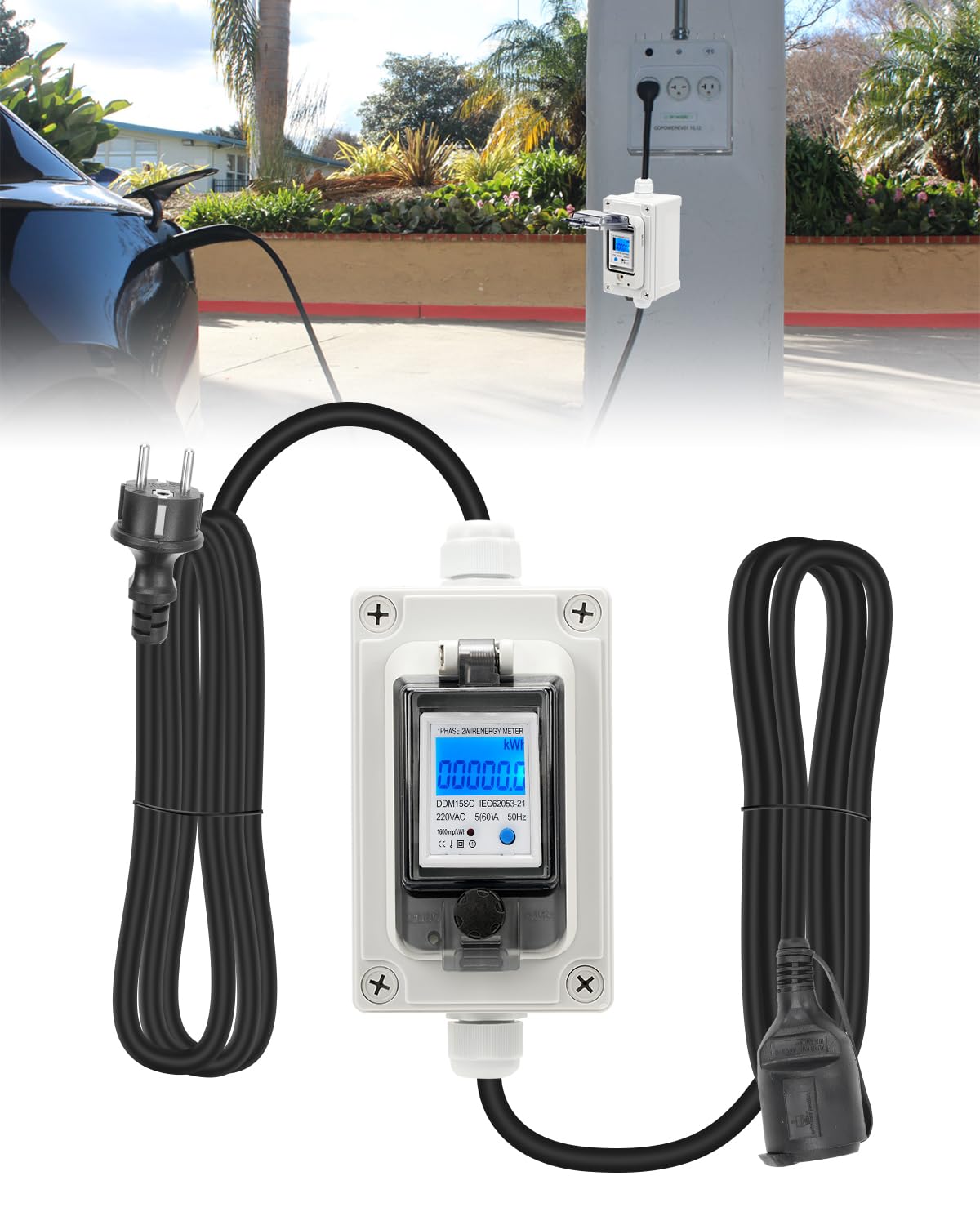 SWAWIS Stromverbrauchsmesser 230V 16A - Digitaler Stromzähler Mit FI Schutzschalter