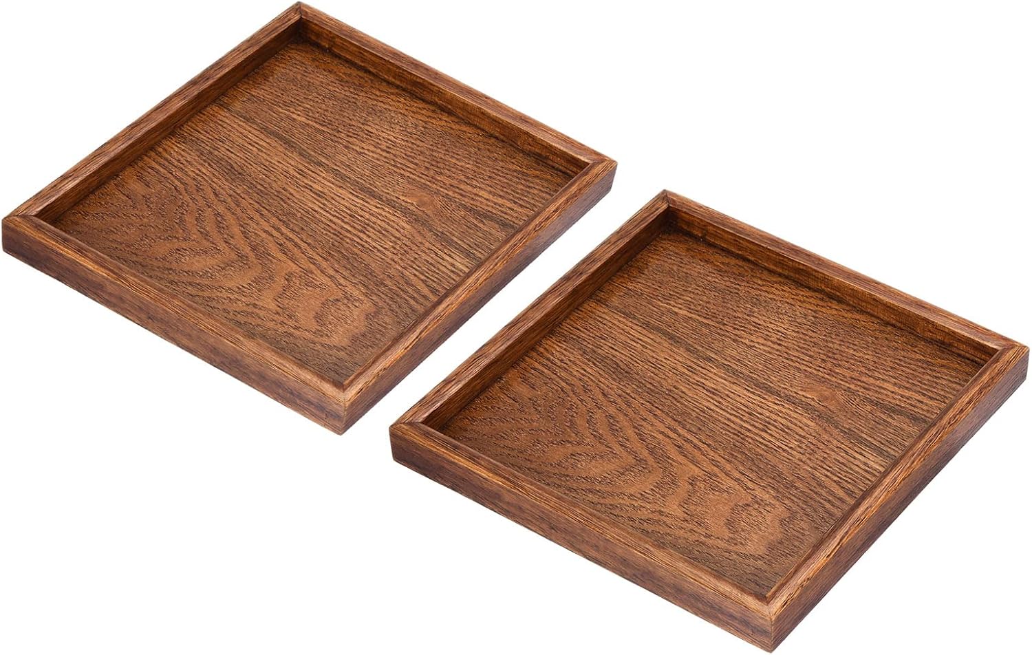 PATIKIL Wood Serving Tray 9 Inch, 2 Pack Square Decorative Platter for Home Decor Kitchen Table Candle Holder, Brown