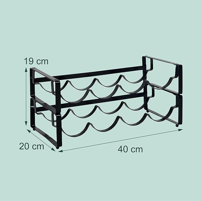 Soporte para Botellas Relaxdays Apilable para 4 Botellas, Negro miniatura 3
