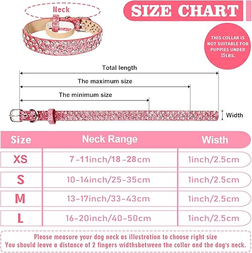 Miniatura 7 de OCTBERSIEG Collar de perro de cuero con diamantes de imitación para perros pequeños, medianos y grandes, cuero de microfibra suave con diamantes