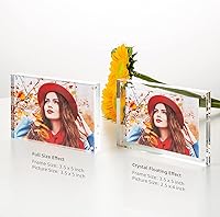 Vista 4 de Marco de fotos acrílico, transparente, independiente de doble cara de 0.78 pulgadas de grosor, sin marco, marcos de fotos magnéticos para escritorio