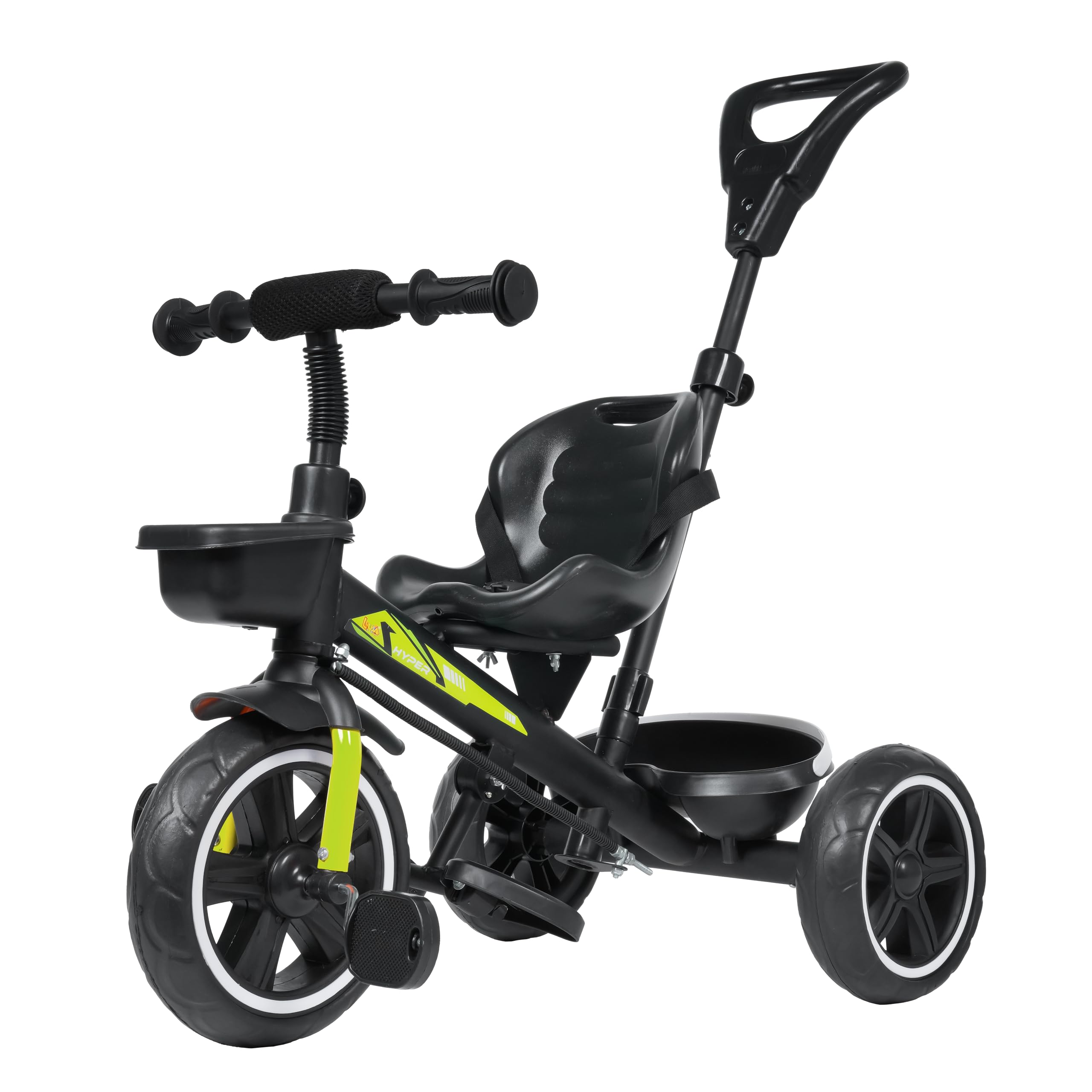 TFT RX-500 Kids Tricycle with Parental Control, Seat and seat Belt for Age Group 2+ Years Carrying Capacity Upto 25-KGS Proudly Made in India (Black-Edition)