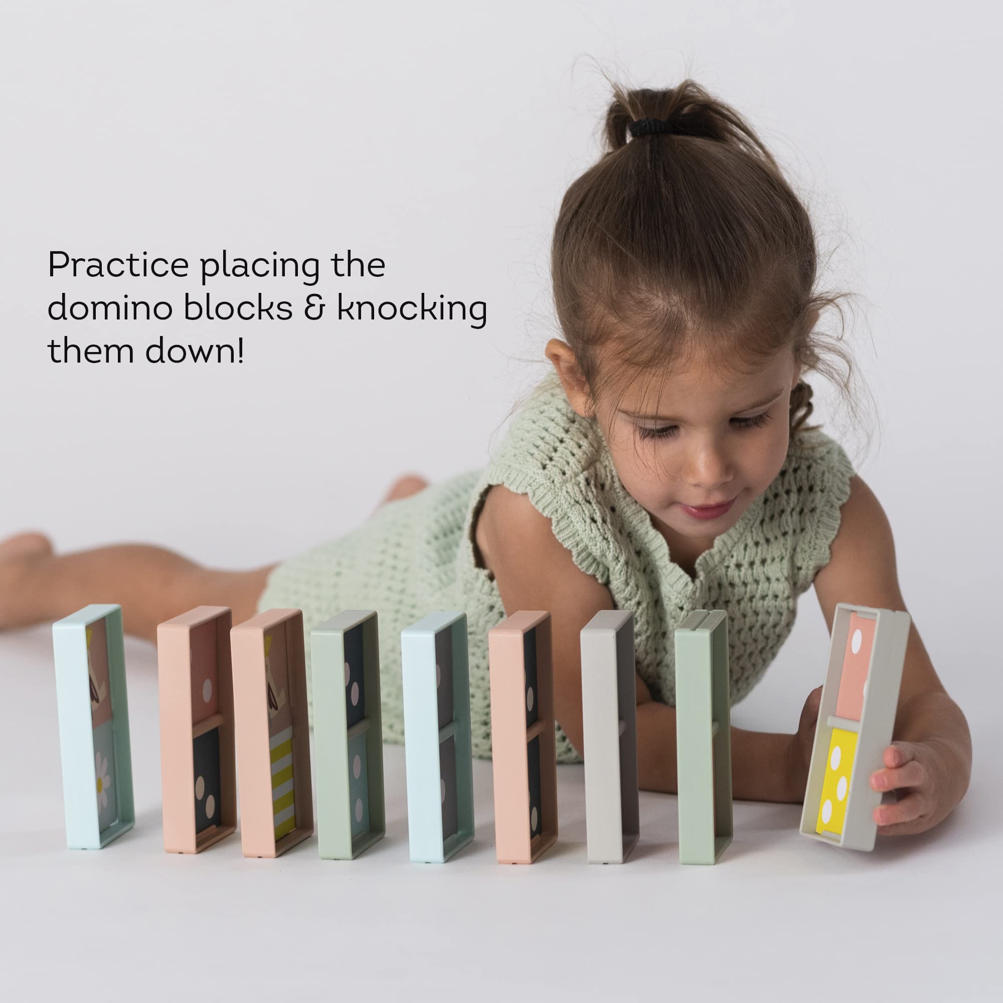 Taf Toys Domino Rally Block. Dominoes Set Tile Board Game. Domino Train Rally Games with Colourful XL Domino Blocks for Toddlers & Kids. 30 Months & Up Learn to Count, Match & Name Colours - Image 4