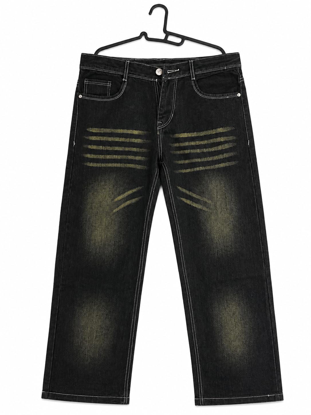 Men's Black Washed Regular Fit Denim Jeans-image-23