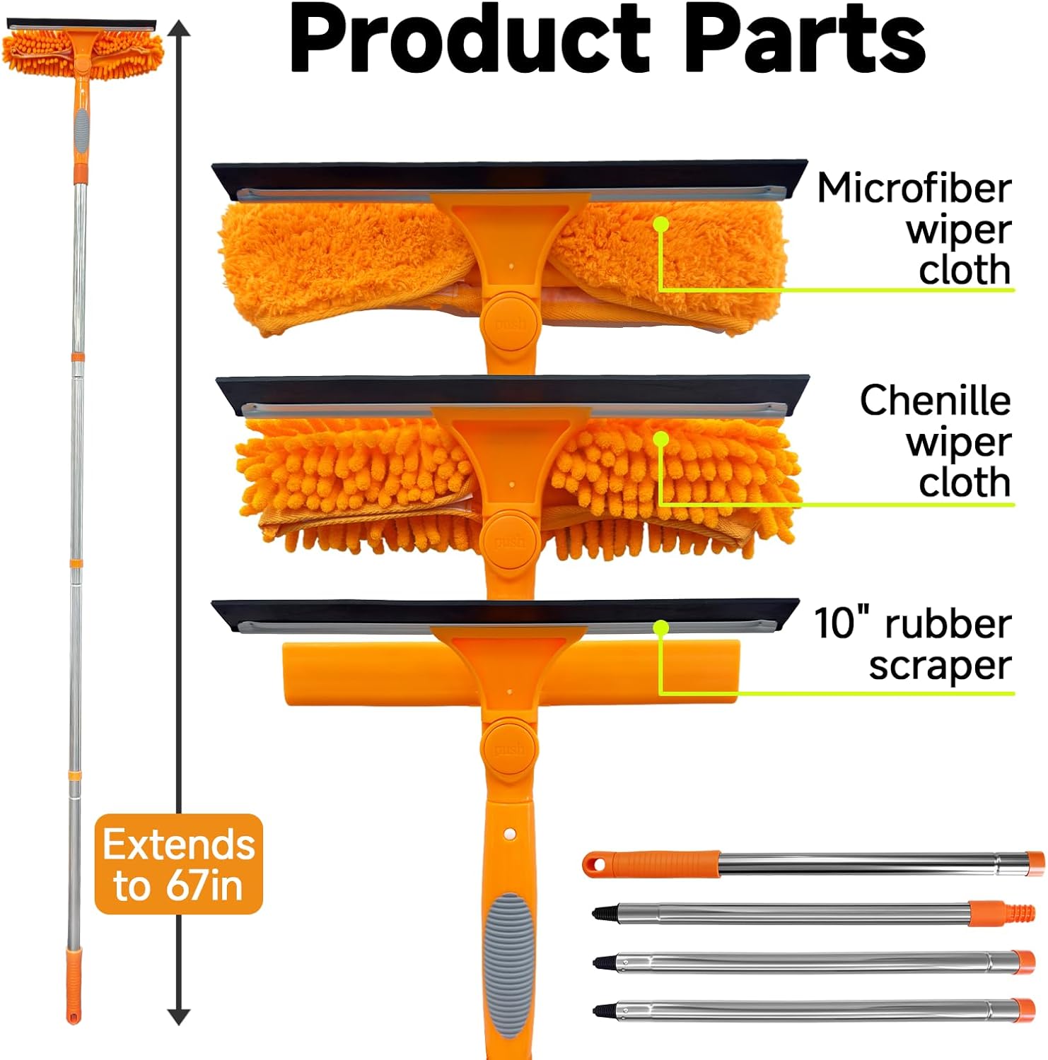 Squeee Window Cleaner 1 Rotatable Window Cleaning Tool Kit with