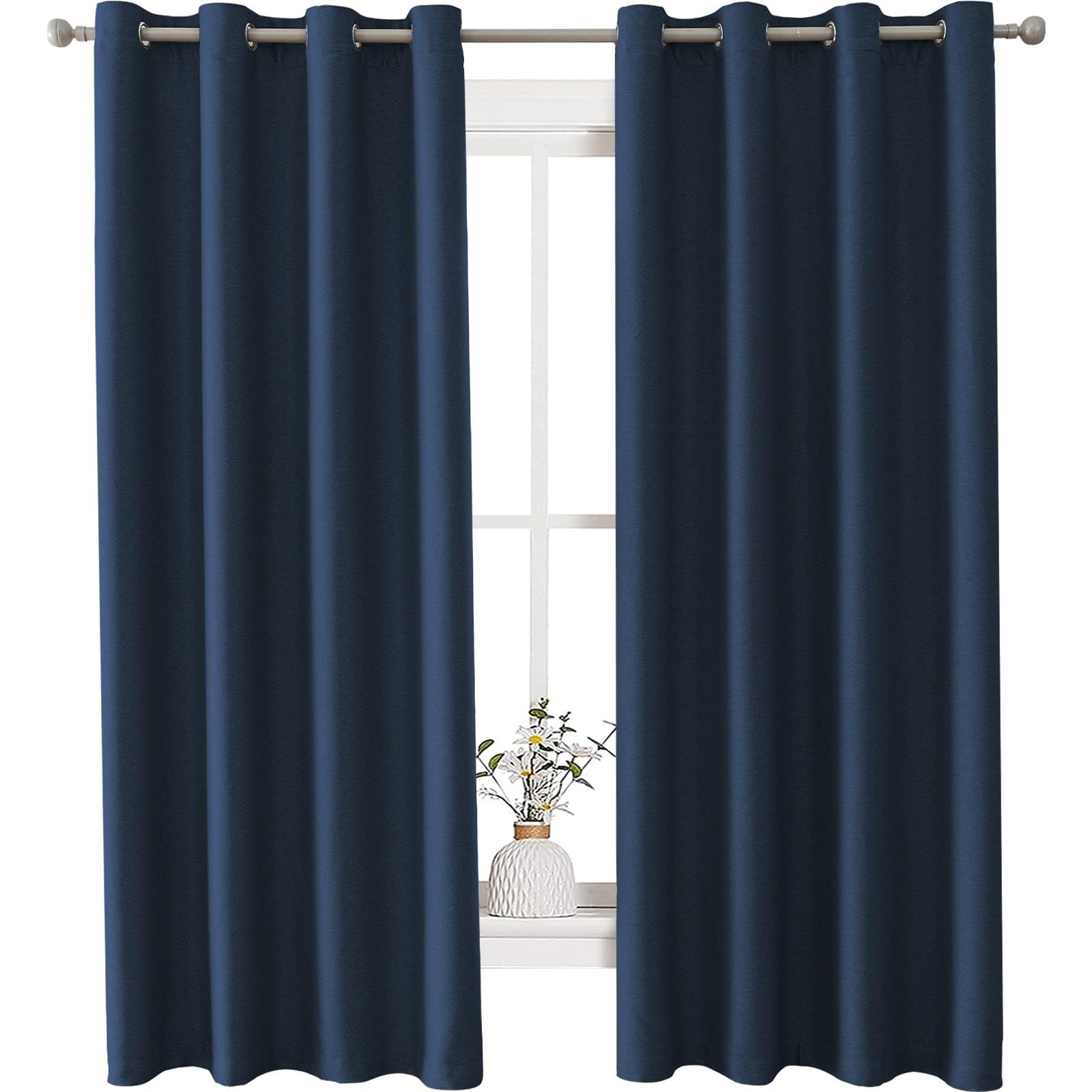 Ystyle Cortinas Opacas 2 Piezas, Cortina Efecto Lino, Cortinas Dormitorio, Cortinas Termicas Aislantes Frio Y Calor, Cortinas Salon Modernas, Cortina Acustica, 140x260 Cm, Azul Oscuro Global Recycled Standard Global Recycled Standard Global Recycled Standard