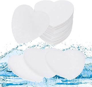 sourcing map 60 esponjas faciales comprimidas en forma de corazón, almohadillas de limpieza facial para rutinas diarias de cuidado de la piel en casa, cocina, viajes, color blanco