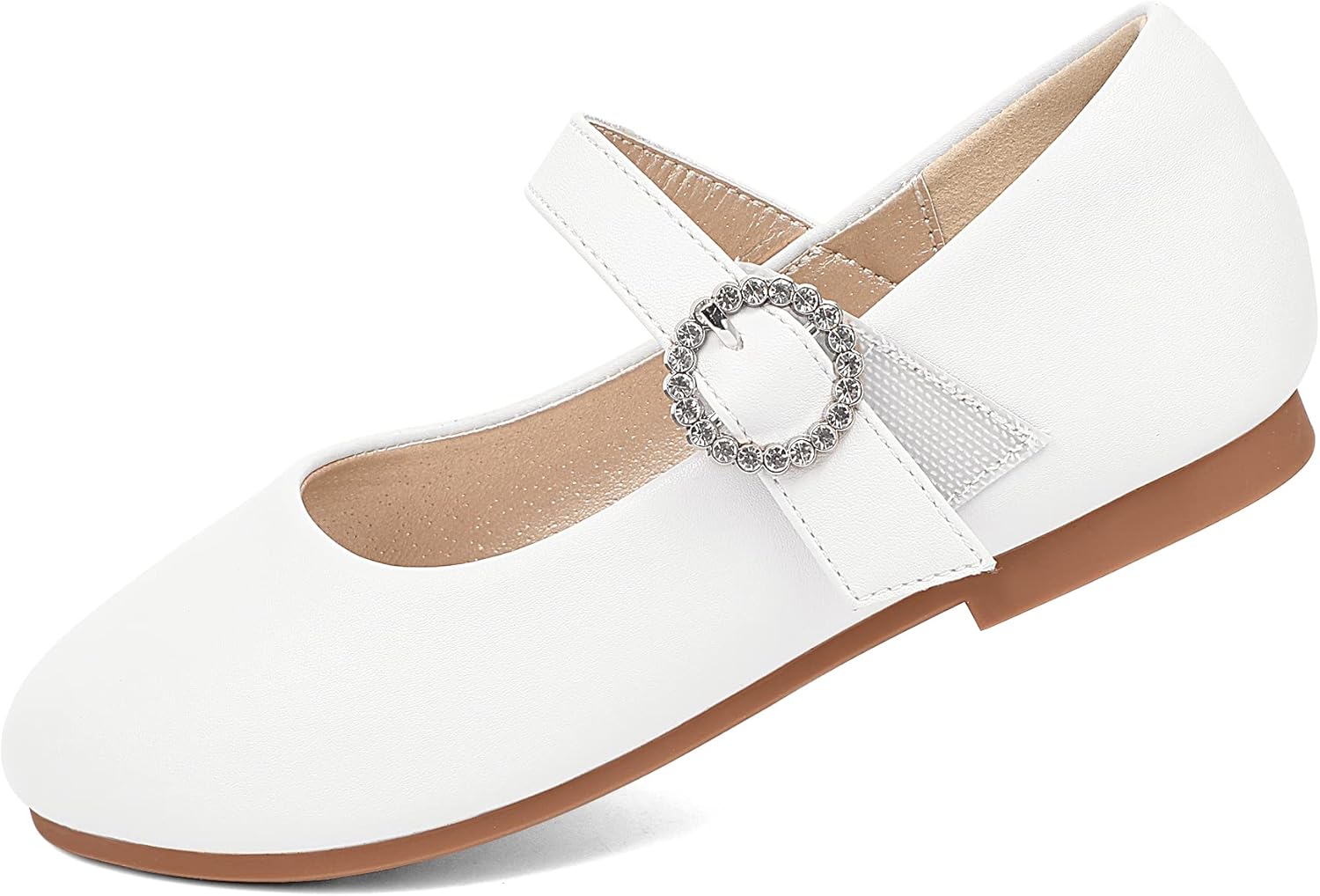 PANDANINJIA Sarena Girls Dress Shoes Rhinestone Flower Girl Ballerina Ballet Flats Mary Jane Wedding Party School Shoes for Toddler Little Kid Big Kid - Image 4