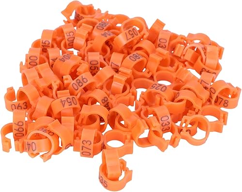 Miniatura 6 de Fydun 100 anillos de pie de pájaros, número de identificación de pierna Ba aves de corral Clip RingOrange (naranja)