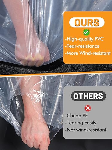 Miniatura 3 de 8x10 FT Clear Tarp Heavy Duty Waterproof for Patio Winterizing - 5 mil Anti-Tear Snowproof & Windproof Clear Plastic Tarps with Grommets for Winter
