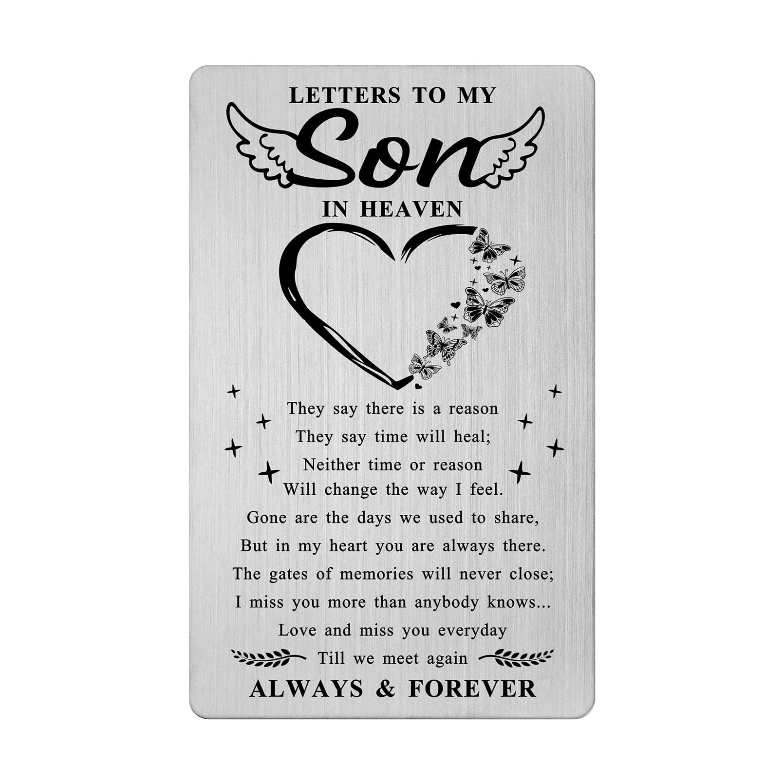 Memorial Card for Loss of Son- Sympathy Gifts for Loss of Son Remembrance Bereavement Memory in Heaven Angel Keepsake