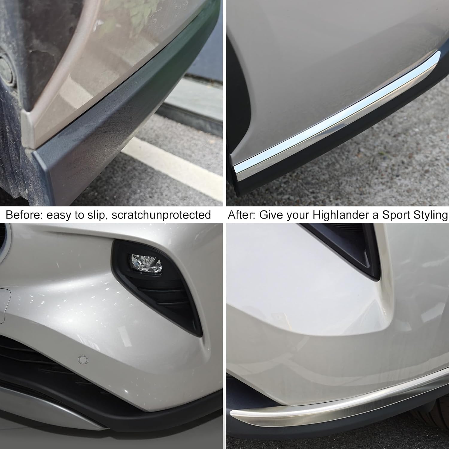 for Toyota Highlander 2020-2026 Bumper Corner Guards Protective Trims, Real 304 Stainless Steel Front Rear Bumper Molding for Highlander Exterior Accessories, NOT for Grand Highlander