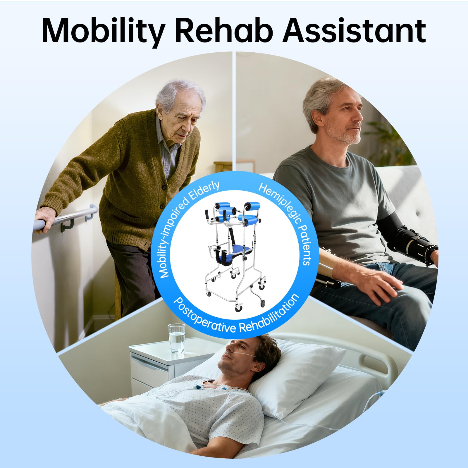Adult Walker for Seniors, Hemiplegia Rehabilitation Hemi Walker with Height Adjustable & Reliable Adult Stand Up Walk Tool for Homes Superior Apartments Nursing Homes Hospitals Lower Limb Training