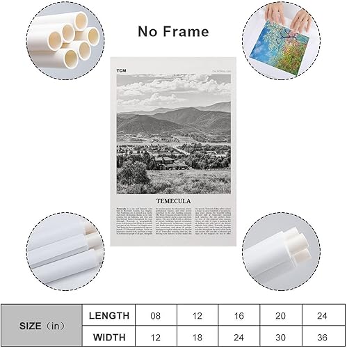 Miniatura 2 de Temecula - Póster de Temecula - Póster de pared de Temecula en blanco y negro, foto de Temecula, California, Estados Unidos, lienzo artístico e