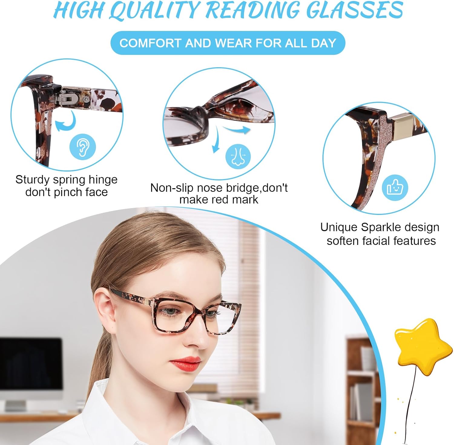 OCCI CHIARI Progressive Bifocal Reading Glasses for Women Transition Multifocal Readers Blue Blocker - Image 4