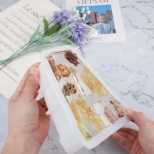 Miniatura 4 de Gartful Moldes de letra grandes de 7 pulgadas para resina, molde de resina epoxi 3D de alfabeto capital A, moldes de letra de resina gruesa de A a Z