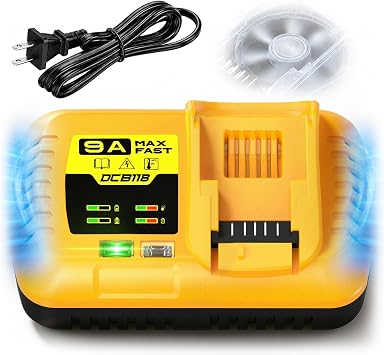 210W Fast Battery Charger for Dewalt 20V MAX/60V Lithium-Ion Batteries | 9 Amp Rapid Cargador with Cooling Fan & LED Indicator 60 Volt DCB118 Power Tool De Bateria Cargador Carga Rapida Station