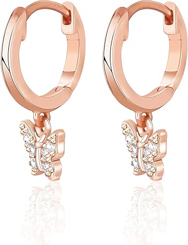 Miniatura 2 de 18K Gold Filled S925 Sterling Silver Post Lightweight DropDangle Huggie Earrings for Women Bezel Set Solitaire CZ Pavé CZ Dangle Hoop Earrings