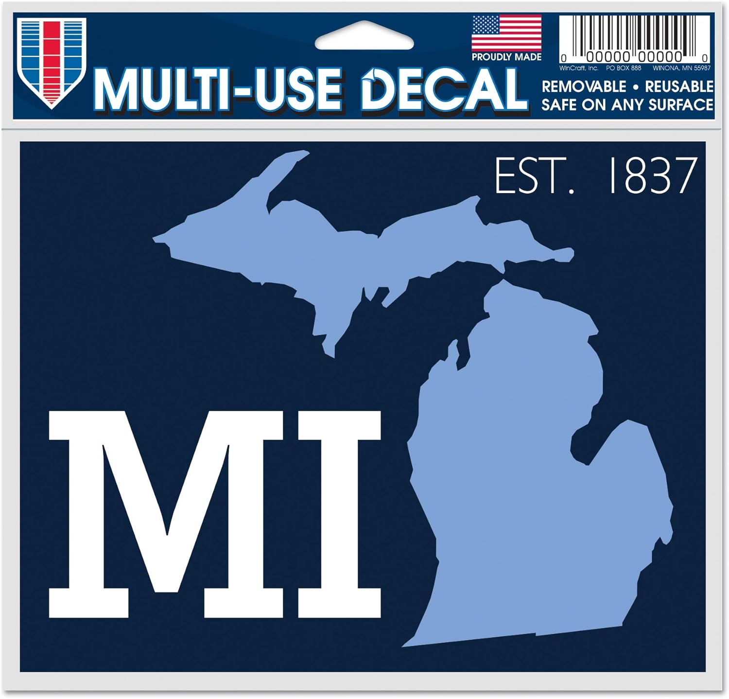Destination Michigan State/ Michigan Multi-Use Decal -Clear Bckrgd 5" x 6"State/ Michigan Multi-Use Decal -Clear Bckrgd 5" x 6", Multi, NA