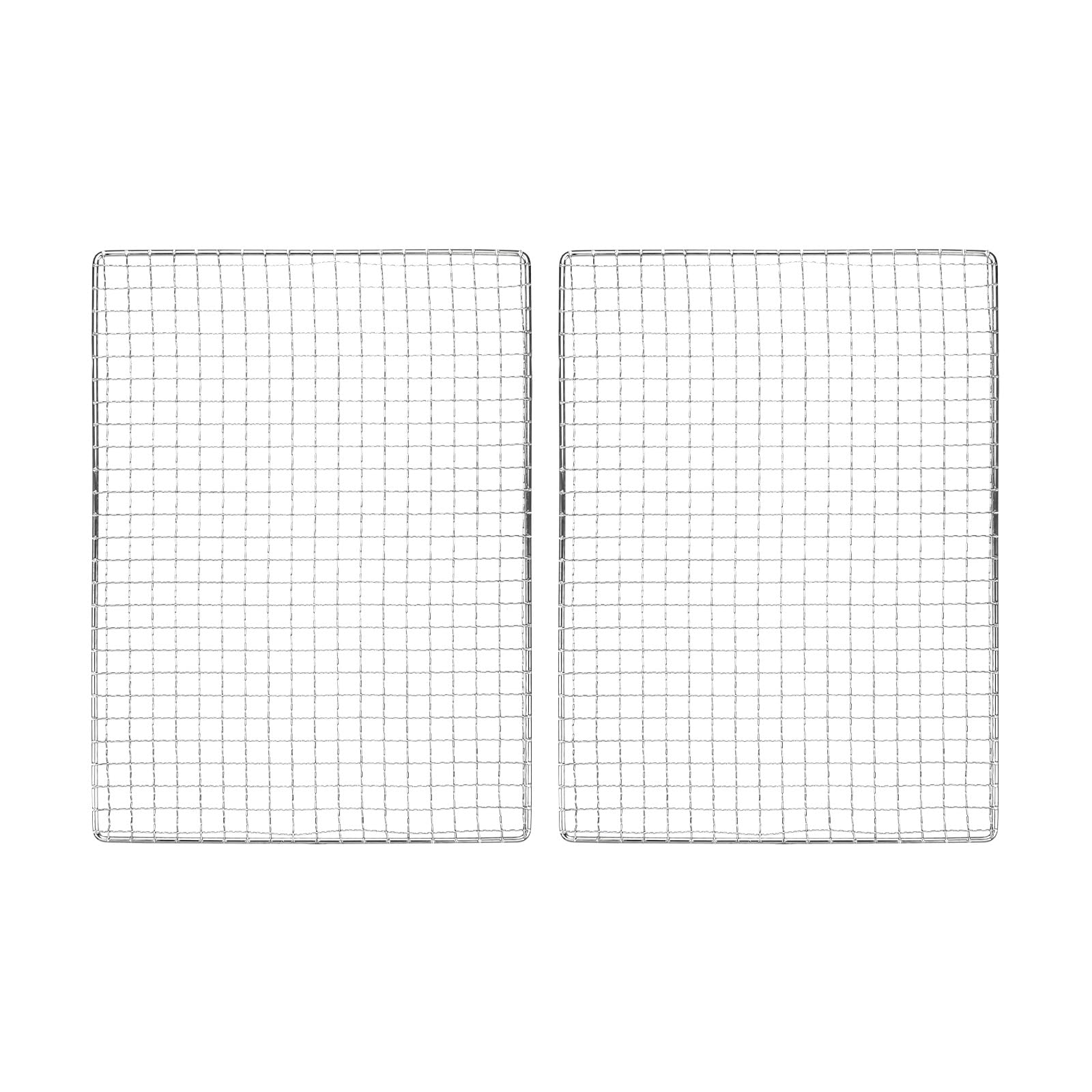 M METERXITY Set 2 Griglie Raffreddamento, 15" x 11" Griglia Forno in Acciaio Inossidabile per Bbq/Cottura/Arrosto/Grigliata/Vapore/Asciugatura, Griglia Filo Cottura [Argento]