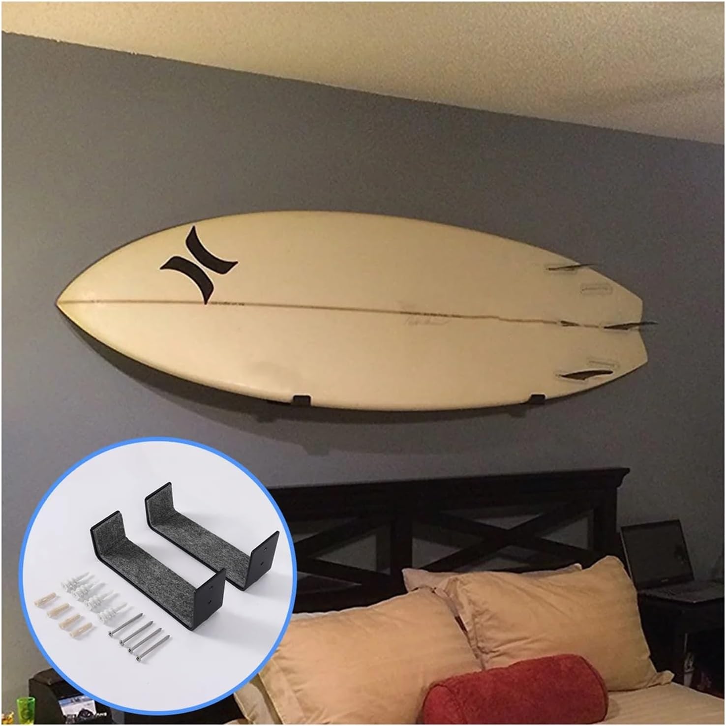 Surfboard Wall Mount Rack 1Pair Surfboard Mount Rack,Kayak Boat Wall Rack for Indoor Outdoor