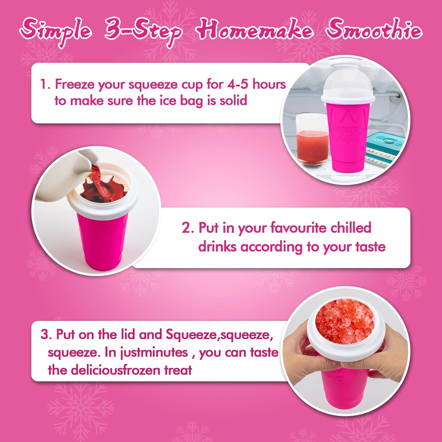 2PCS Slushie Maker Cup-500ml DIY Magic Quick Frozen Smoothies Cups for Homemade Milk Shake Ice Cream Maker, Portable Cooling Cups, Double Layer Squeeze Slushy Maker Cup, Birthday Gifts for Kids Family