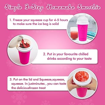 2PCS Slushie Maker Cup-500ml DIY Magic Quick Frozen Smoothies Cups for Homemade Milk Shake Ice Cream Maker, Portable Cooling Cups, Double Layer Squeeze Slushy Maker Cup, Birthday Gifts for Kids Mom
