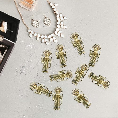 Miniatura 5 de Decoración de uñas de San Benito 10 piezas de diamantes de uñas 3D de San Benito dijes dorados para uñas acrílicas diamantes de imitación gemas de