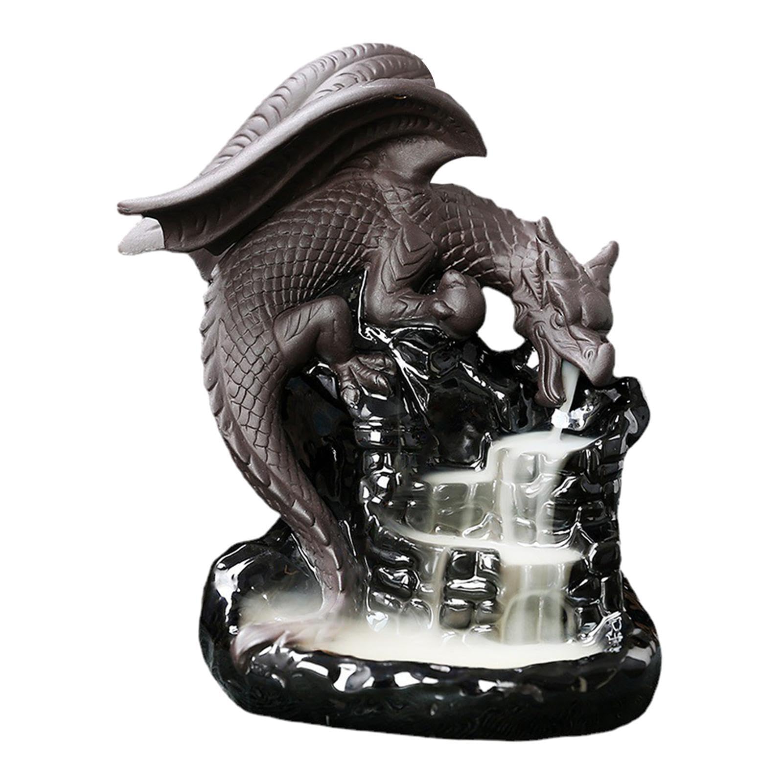 TWISAXC Unique Dragon Backflow Incense Burner Beautiful Ceramic Crafted Dragon Statues Backflow Incense Burner Waterfall Ornament Living Rooms Waterfall