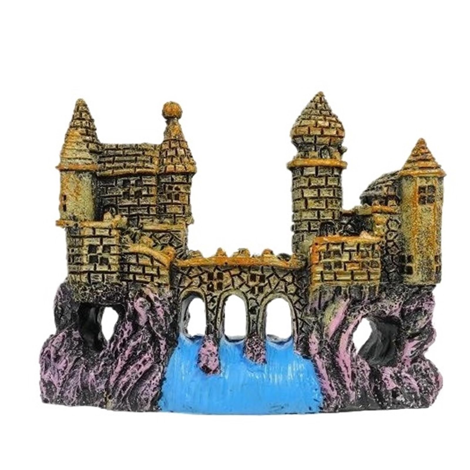 QuxetlRyz Aquarium Tunnel Decoration Artistic Castle Shaped Resin Rockery, One Piece Aquarium Decor, Fish Tank Adornment For Home Landscaping(11CM B)