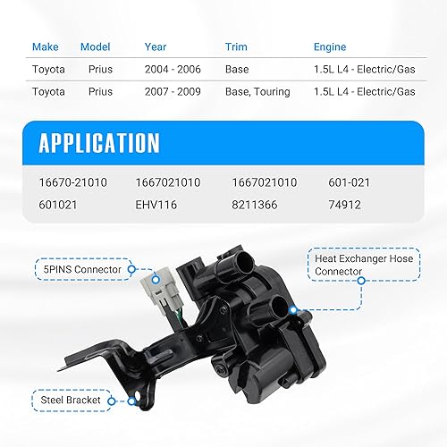 Miniatura 2 de Válvula de Control de Flujo de Refrigerante para Toyota Prius 2004 2005 2006 2007 2008 2009 2004-2009 4 Cil 1.5L 16670-21010 1667021010 601-021