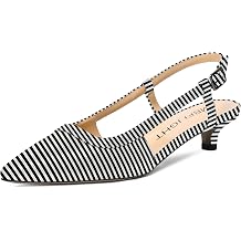 AMBELIGHT Womens Buckle Solid Casual Slingback Pointed Toe Patent Dating Kitten Low Heel Pumps Shoes 1.5 Inch