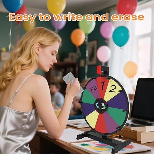 Miniatura 6 de iElyiEsy Rueda giratoria de 15 pulgadas con 10 ranuras, rueda giratoria de borrado en seco para ferias, carnaval, fiesta, pub, juego de fortuna