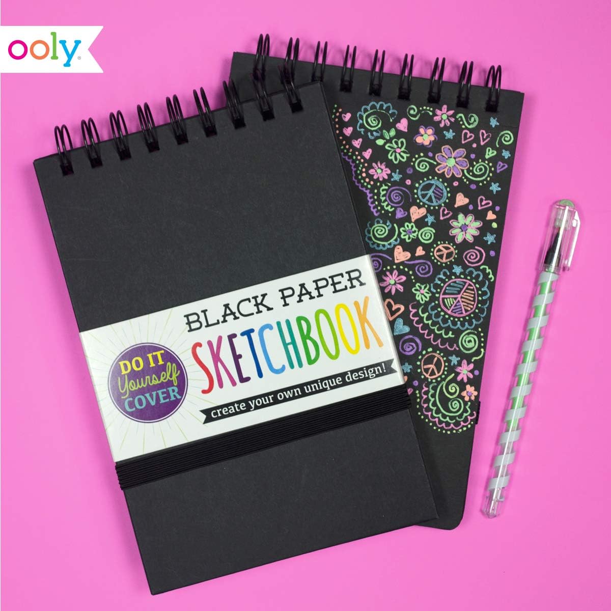 OOLY, DIY Cover Sketchbook, 5 x 7.5 Inches, Black Paper Sketchbook, Drawing Book for Kids, Adults, Students, and Artists, Great Drawing Pad for Gel Pens, White Pencils, Ooly Paints, and More : Ooly: Arts, Crafts & Sewing