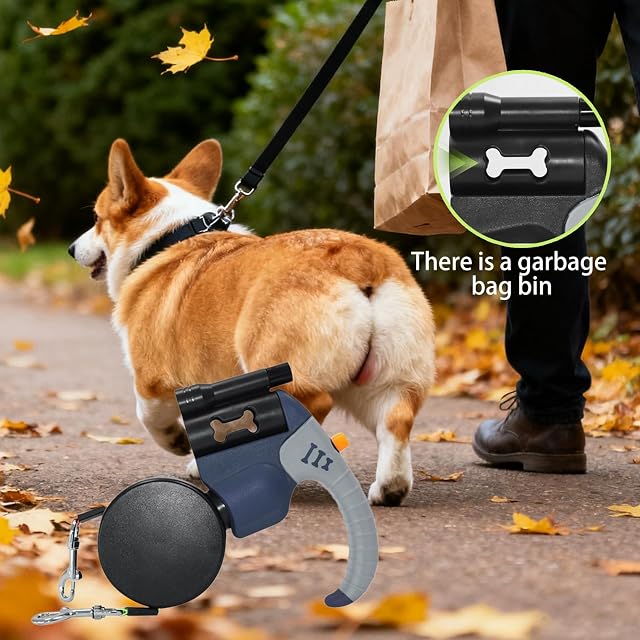 Foto 6 de 7 de Correa Retráctil Doble para Perro 3 m, Correa Extensible para 2 Perros con Luz LED, Rotación 360°