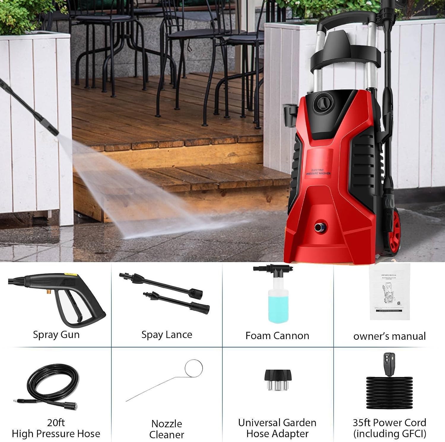 Included components of TEANDE Pressure Washer
