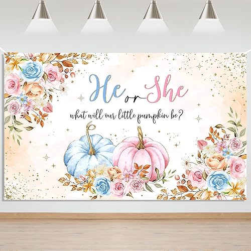 Mocsicka Calabazas de fondo para revelar género de calabaza, calabazas de otoño, decoración de fiesta de revelación de género, decoración de fondo,