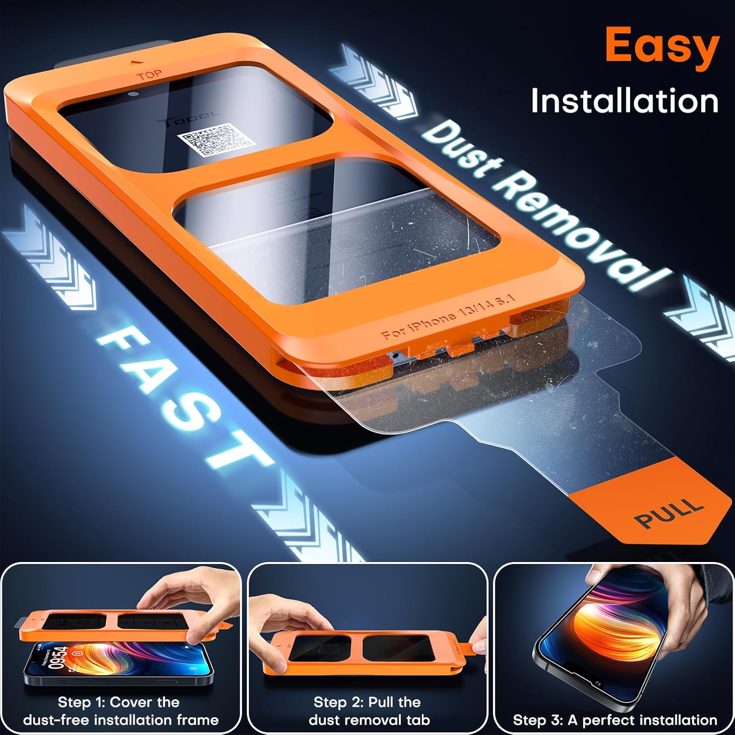 TOCOL for iPhone 16e / iPhone 13 Privacy Screen Protector True 25°Anti Spy 9H+ Hardness Tempered Glass for iPhone 13 Full Coverage Screen Protector Easy Installation 2 Pack - Image 3