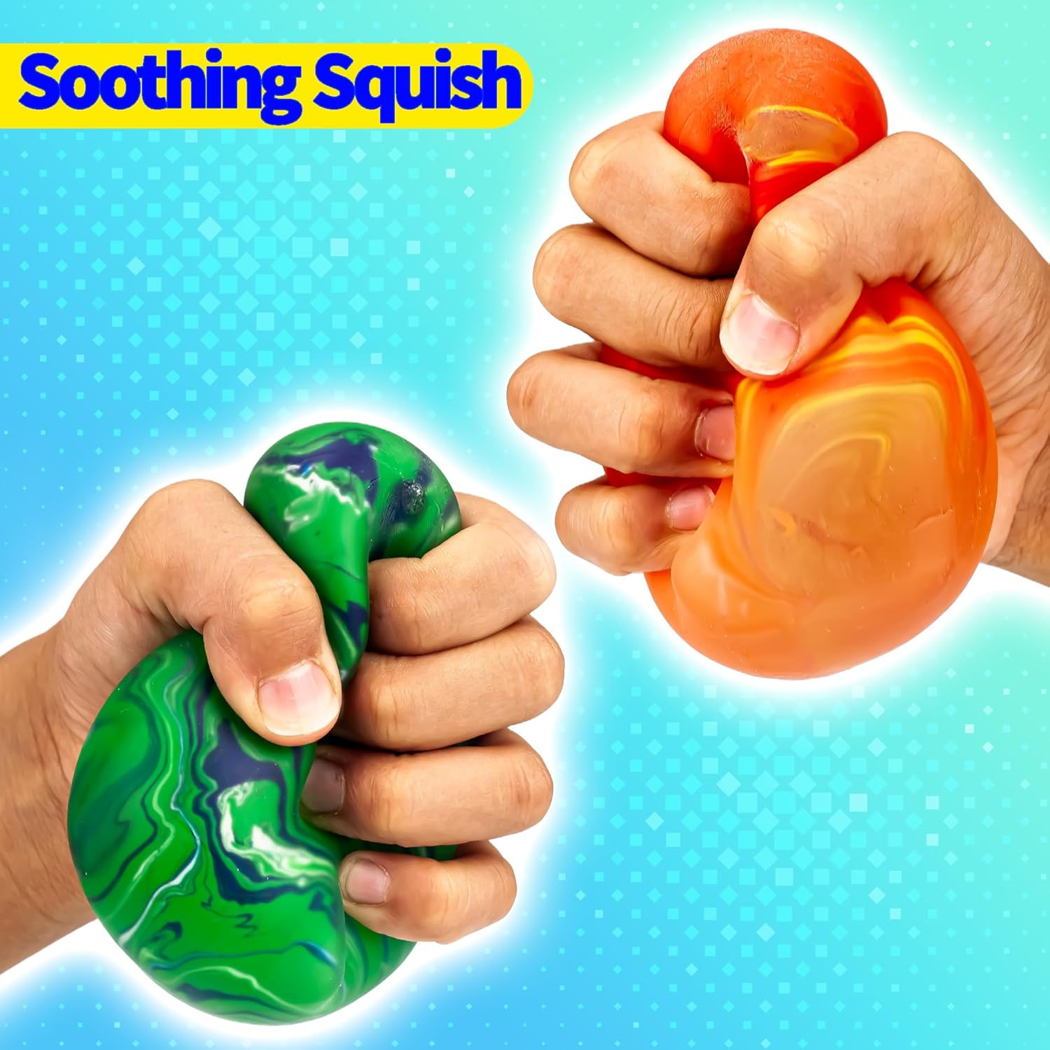 Color Swirl Squishy Stress Cubes 2-Pack: 2.25" Stress Balls for Kids & Adults | Fidget Toys for Anxiety, ADHD & Autism | Ideal Classroom Prize | OG
