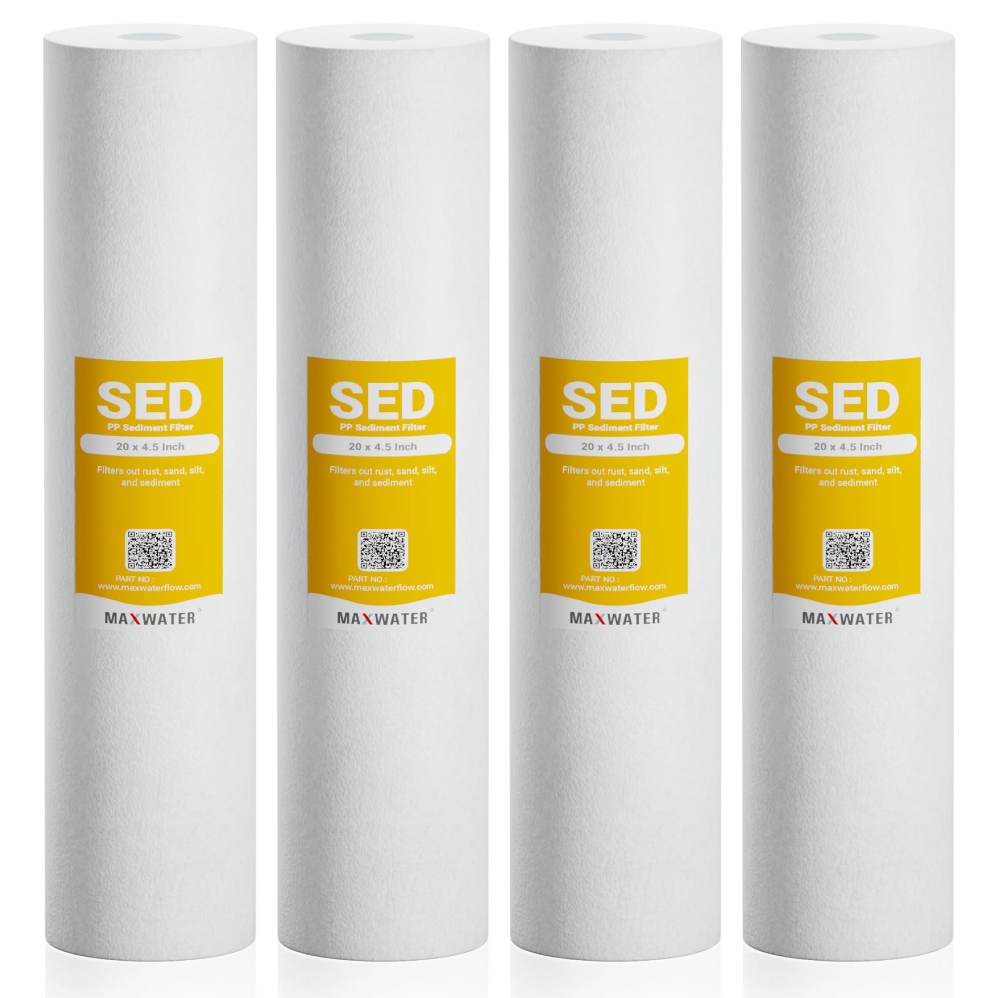 Max Water 10 Micron 20 x 4.5 Sediment Filter 20 inch Whole House BB Water Filteration System Replacement Compatible Cartridge DGD-5005-20, FP25B, AP810-6, FPMB5-20, P5-20, 155358-43, SDC-45-2005