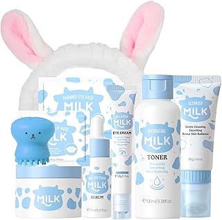 Milch Skin Care Set -Geschenke für Teenager Mädchen- Korean skincare set mit Niacinamide, Hyaluronsäure und Sheabutter -Milk Toner- Feuchtigkeitsspendendes beauty set für strahlende Haut