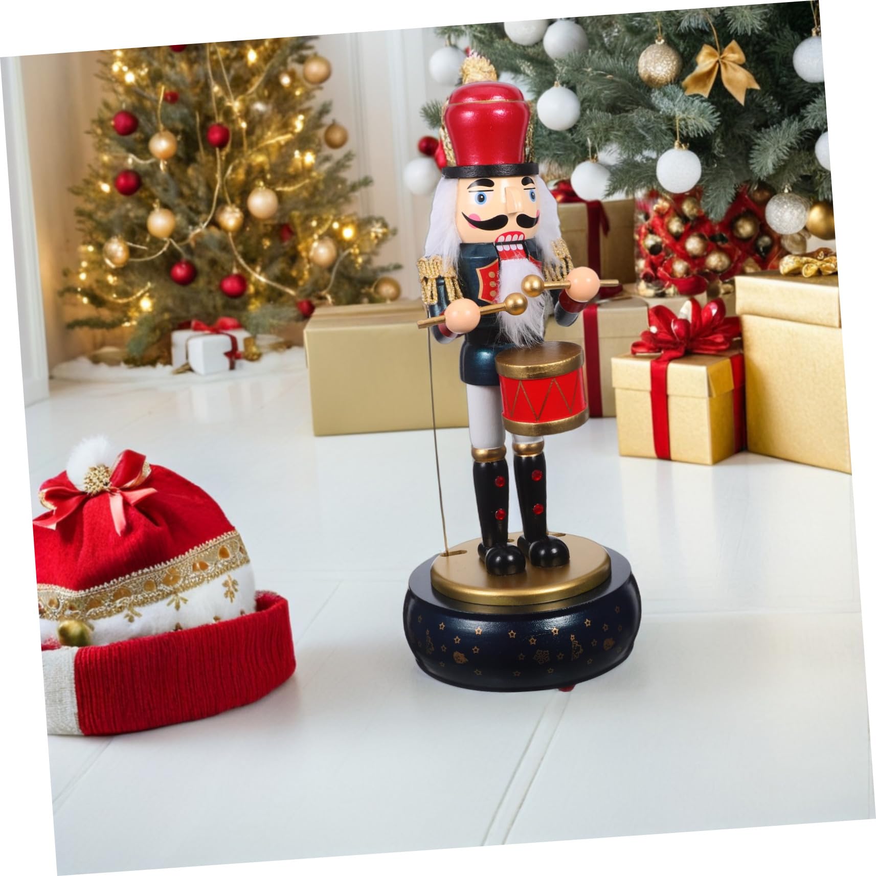 Amosfun Carillon Schiaccianoci di Natale Figurina Soldato Batterista in Legno Decorazione Musicale per Feste Natalizie e Decorazioni di Casa
