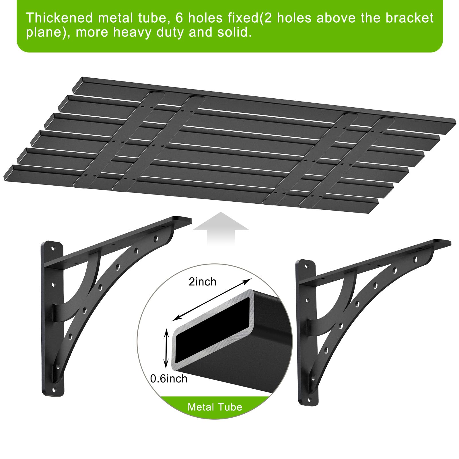 BeneLabel Paquete de 2 estantes de Garaje, Estante de Almacenamiento de Herramientas Resistente montado en la Pared, Soporte Flotante de Metal Resistente con Ganchos de Hardware para Cocina/Cuarto de