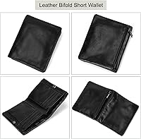 Vista 3 de Cartera plegable de cuero para hombres y mujeres, monedero para tarjetas de crédito, color negro, 2801-Negro, Billetera de cuero triple