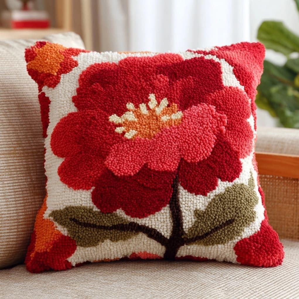 AxiangziK Latch Hook Kits for Adults Beginners,Red Flowers