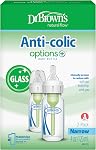 Dr. Brown’s Natural Flow Anti-Colic Options+ Narrow Glass Baby Bottles, 4oz, 2-Pack